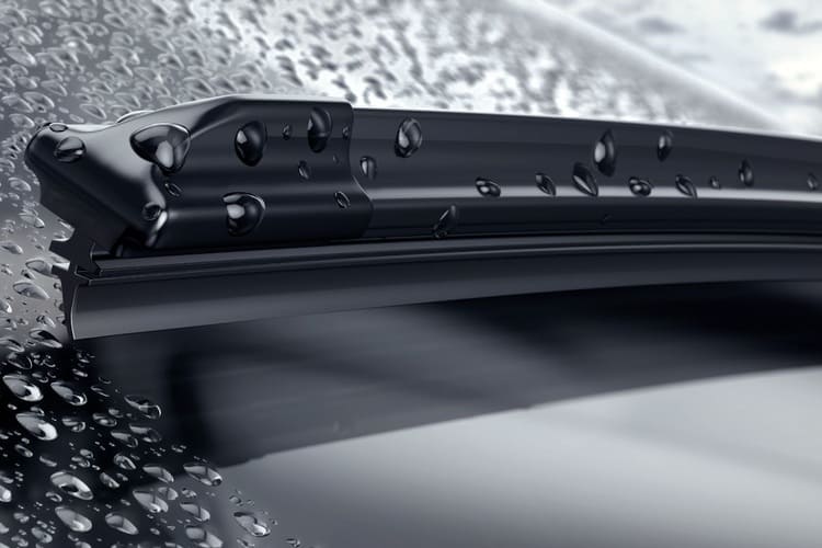 Close-Up Image of Car Windshield Wiper